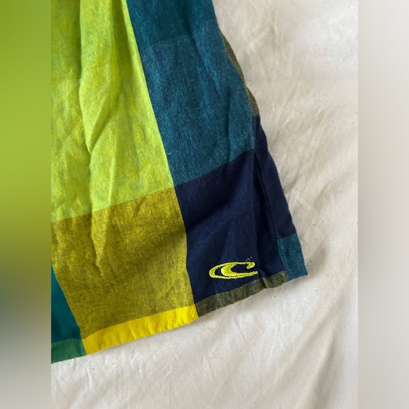 O’Neill Green Blue Plaid Y2K Halter Mini Dress Size M - Picture 5 of 9